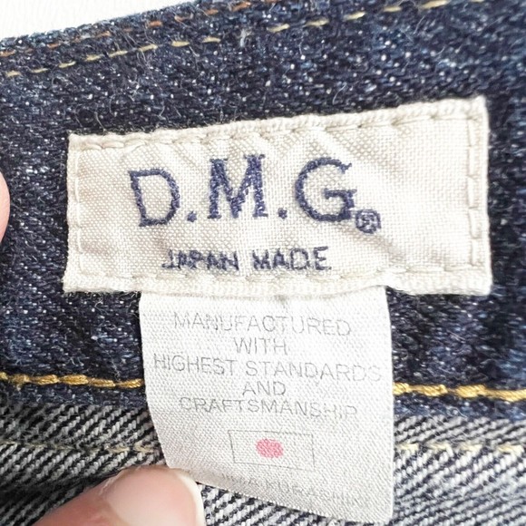 D.M.G Denim Jeans Made in Japan 11-160C Whispering Dark Wash Straight Leg Sz L - Picture 7 of 11